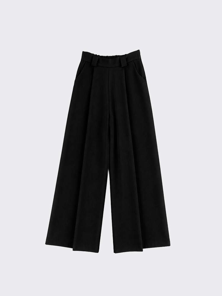 Flowy pleated trousers linen effect black