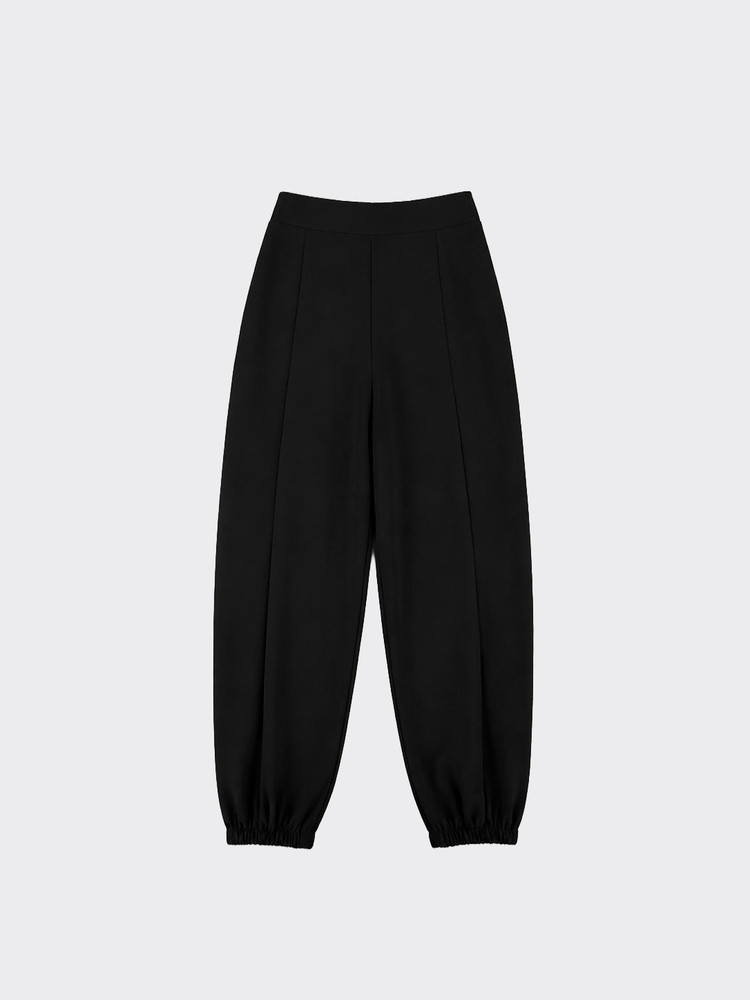 Linen-effect harem pants with pleats black