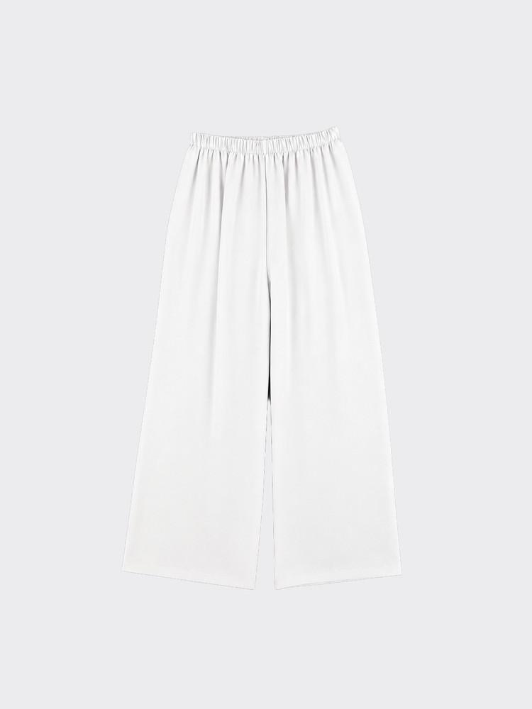 Wide-leg linen effect trousers white