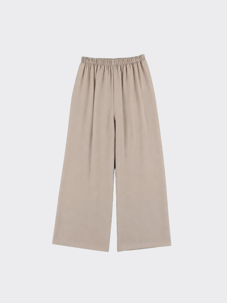 Wide-leg linen effect trousers taupe