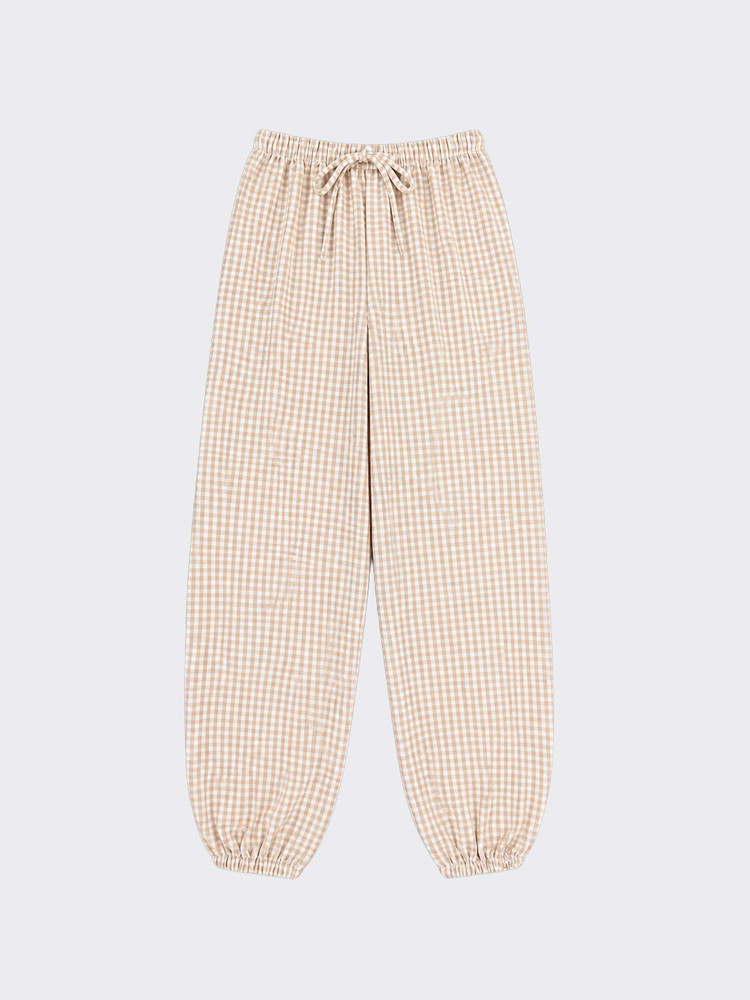 Gingham harem pants beige