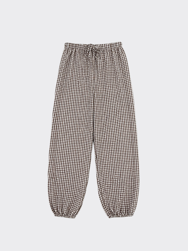 Gingham harem pants brown