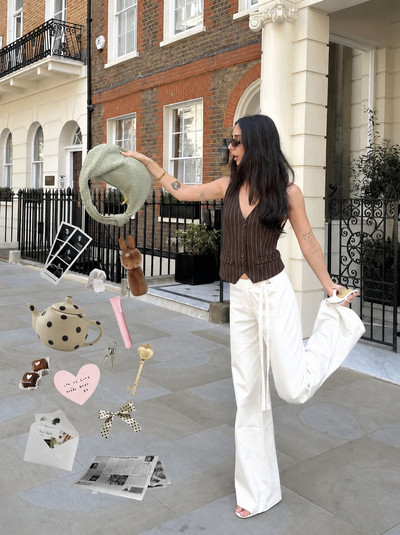 Brown striped halter vest