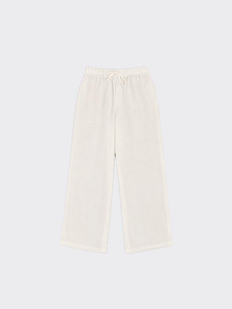 Fluid wide leg linen effect pants white