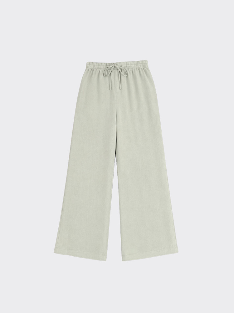 Fluid wide leg linen effect pants light green