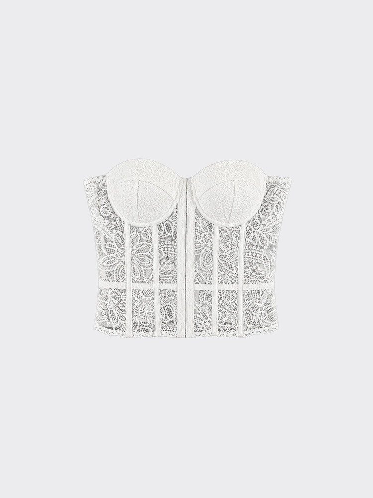 Crochet bandage corset top white