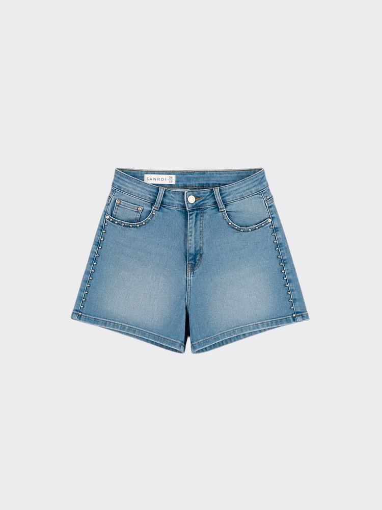Short denim with studs on sides