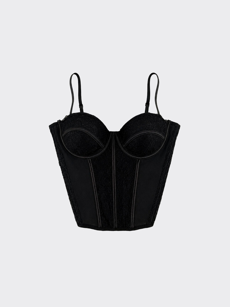 Lace corset top black