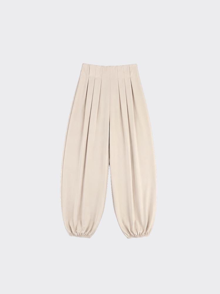 Pleated harem pants beige
