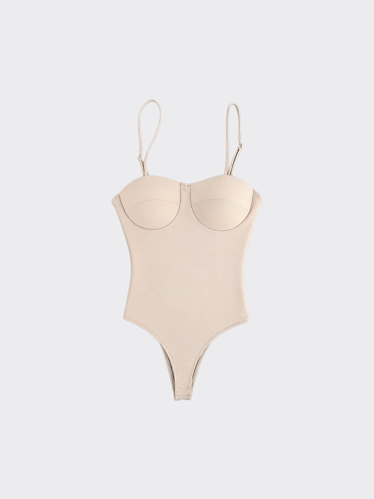 Corset body with sweetheart neckline taupe