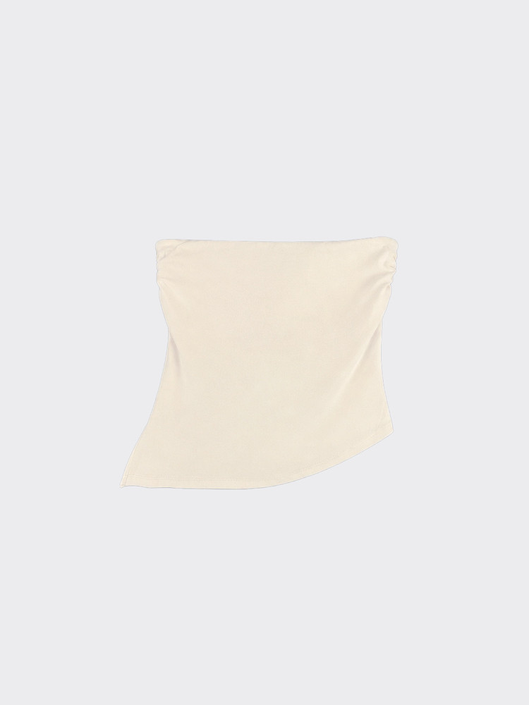 Gathered-side bandeau top with pointed hem white