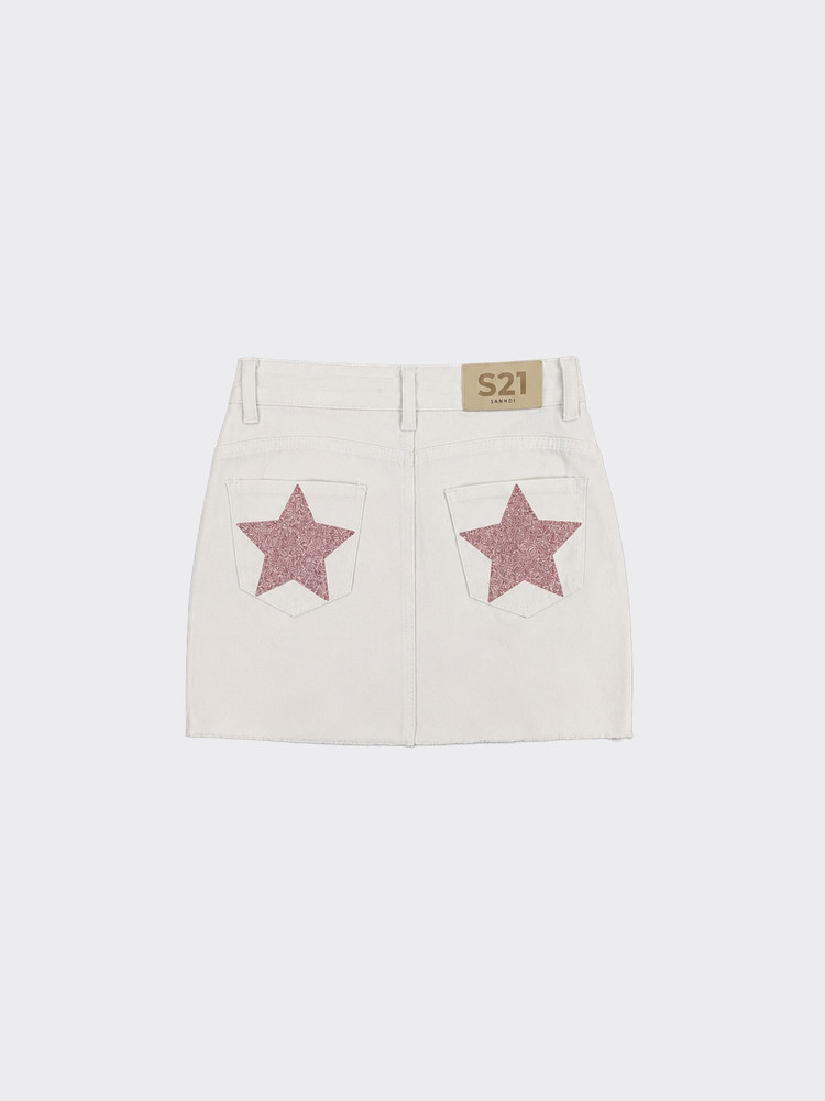 White mini skirt pink star