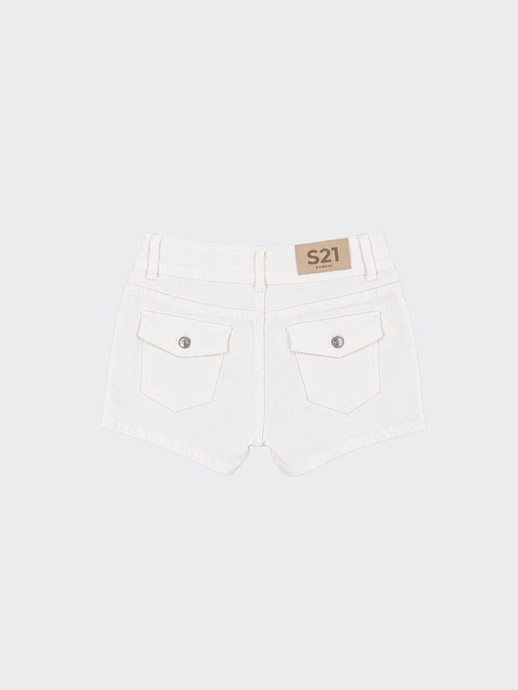 S21 white denim mini shorts