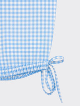 Gingham harem pants with tie on hem blue