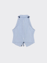 Semi-rubbed knotted halter top blue