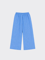 Linen-effect trousers with glitter stripes dark blue