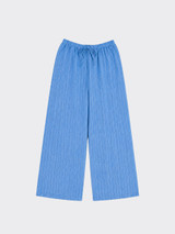Linen-effect trousers with glitter stripes dark blue