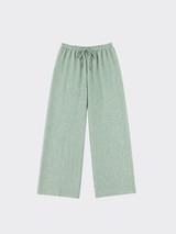 Linen-effect trousers with glitter stripes green