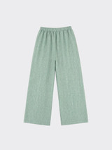 Linen-effect trousers with glitter stripes green
