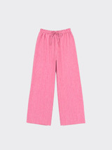 Linen-effect trousers with glitter stripes pink