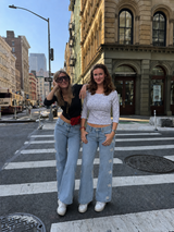 Wide leg jeans with stars on the sides and back blue