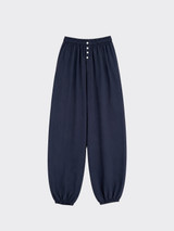 Harem pants with button details dark blue
