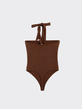Bodysuit tied at the neck brown