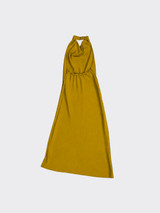 Halter midi dress with open back mustard