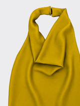 Halter midi dress with open back mustard