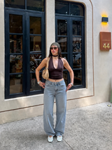 S21 straight wide-leg jeans light blue