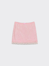 Sequined lace mini skirt pink