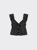 Flowy polka dot top with tie