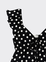 Flowy polka dot top with tie