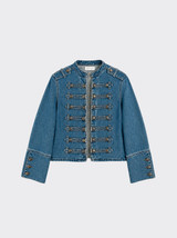 Denim twill jacket with buttons, 100% cotton