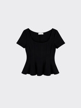 Peplum top with mini sleeves black