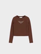 Long-sleeved t-shirt with wing detail brown