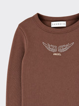 Long-sleeved t-shirt with wing detail brown