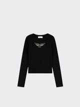Long-sleeved t-shirt with wing detail black