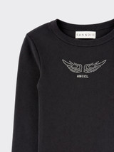 Long-sleeved t-shirt with wing detail black