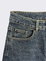 S21 Sparkly straight-leg jeans with turn-up