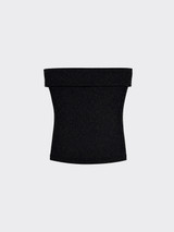 Folded bandeau top with glitter effect black