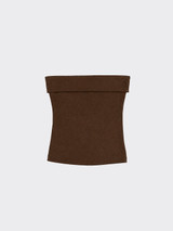 Folded bandeau top with glitter effect brown