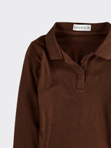 Long-sleeved polo shirt brown