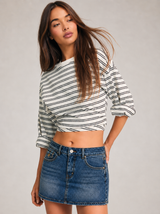 Denim mini skirt with back pockets