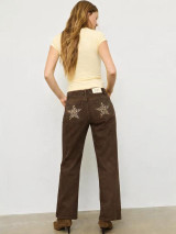 Wide leg trousers with leopard print stars