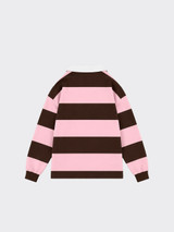 Pink embroidered striped sweatshirt