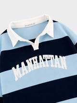 Blue embroidered striped sweatshirt