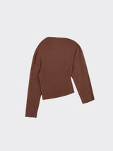 Boat neck sweater with opening brown