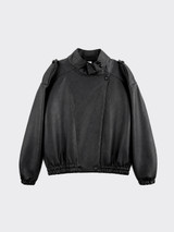 Oversized leather-effect biker jacket Black
