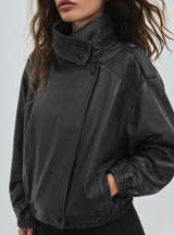Oversized leather-effect biker jacket Black